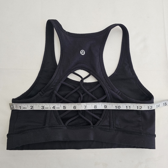 Lululemon Sweaty or Not Bra Black Mesh Lattice Back Size 8 - Picture 9 of 11